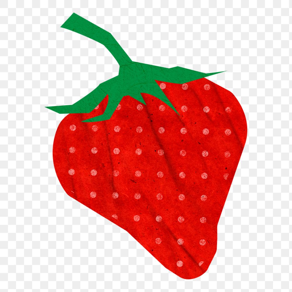 Cute strawberry png fruit sticker, journal collage element on transparent background