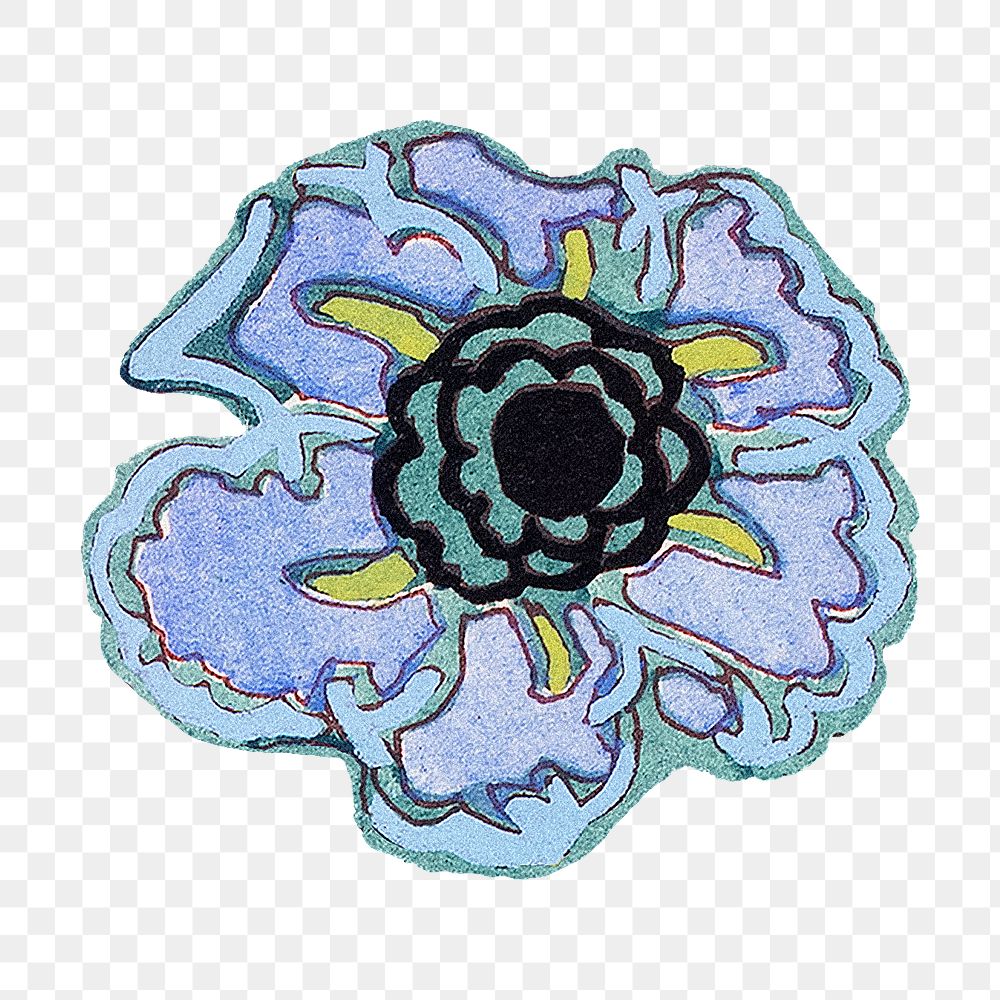 Blue flower png clipart, vintage botanical illustration