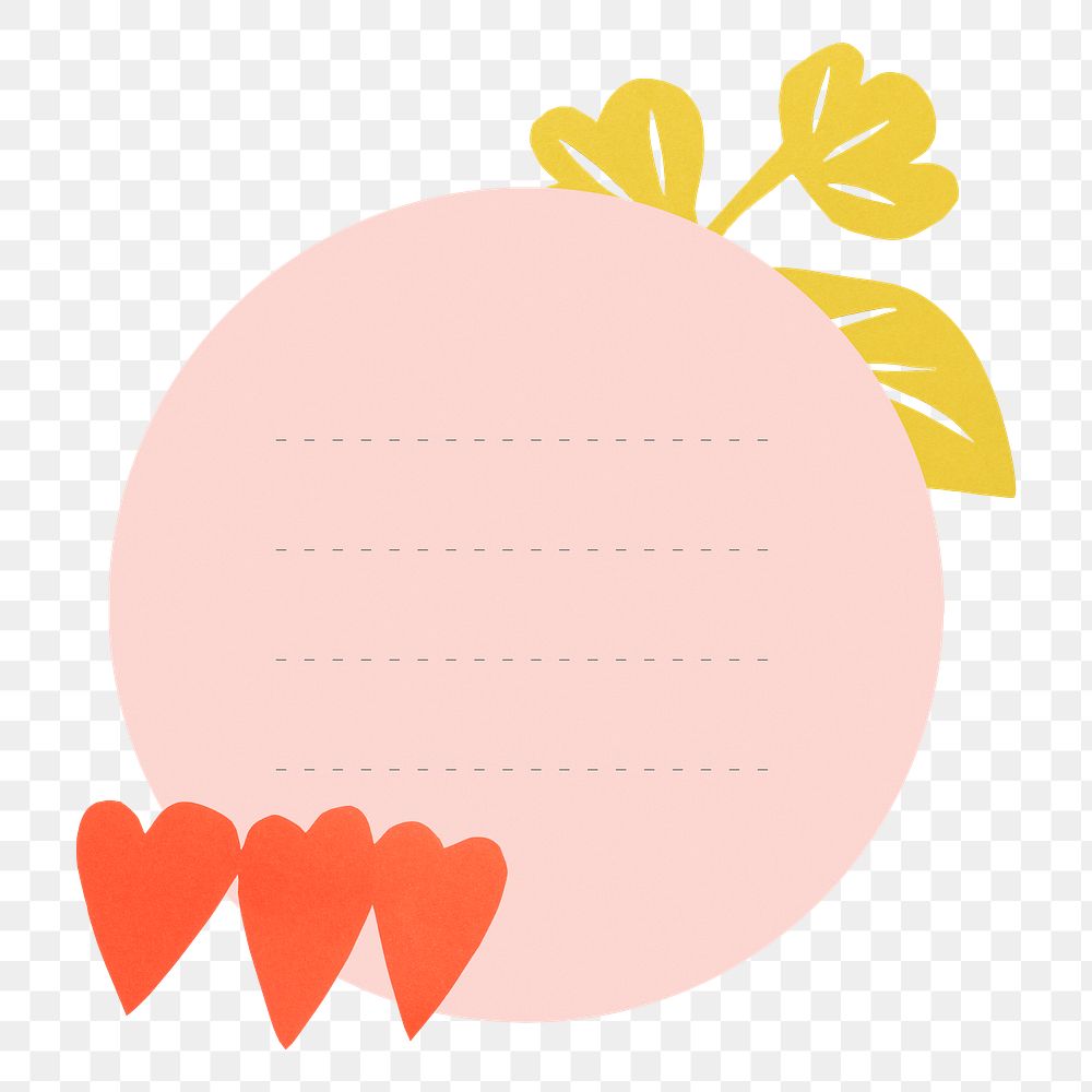 Memo pad png, cute heart collage element for your planner, transparent background