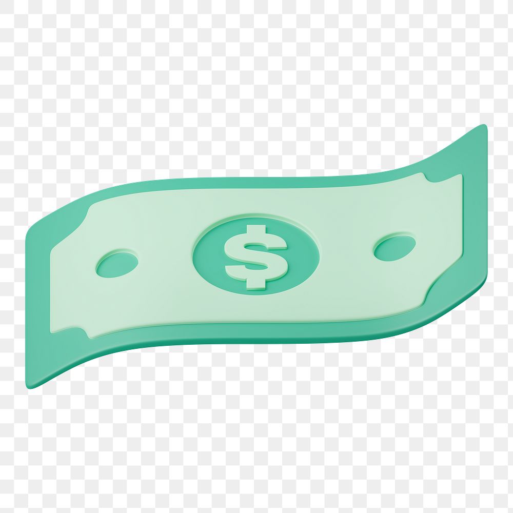 3D dollar png bill, money clipart, financial business on transparent background