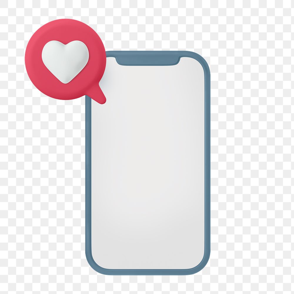 Heart notification png clipart, mobile phone, social media graphic on transparent background
