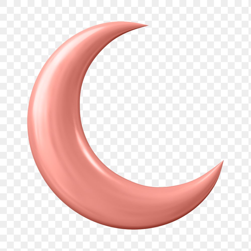 Pink half-moon png sticker, 3D illustration on transparent background