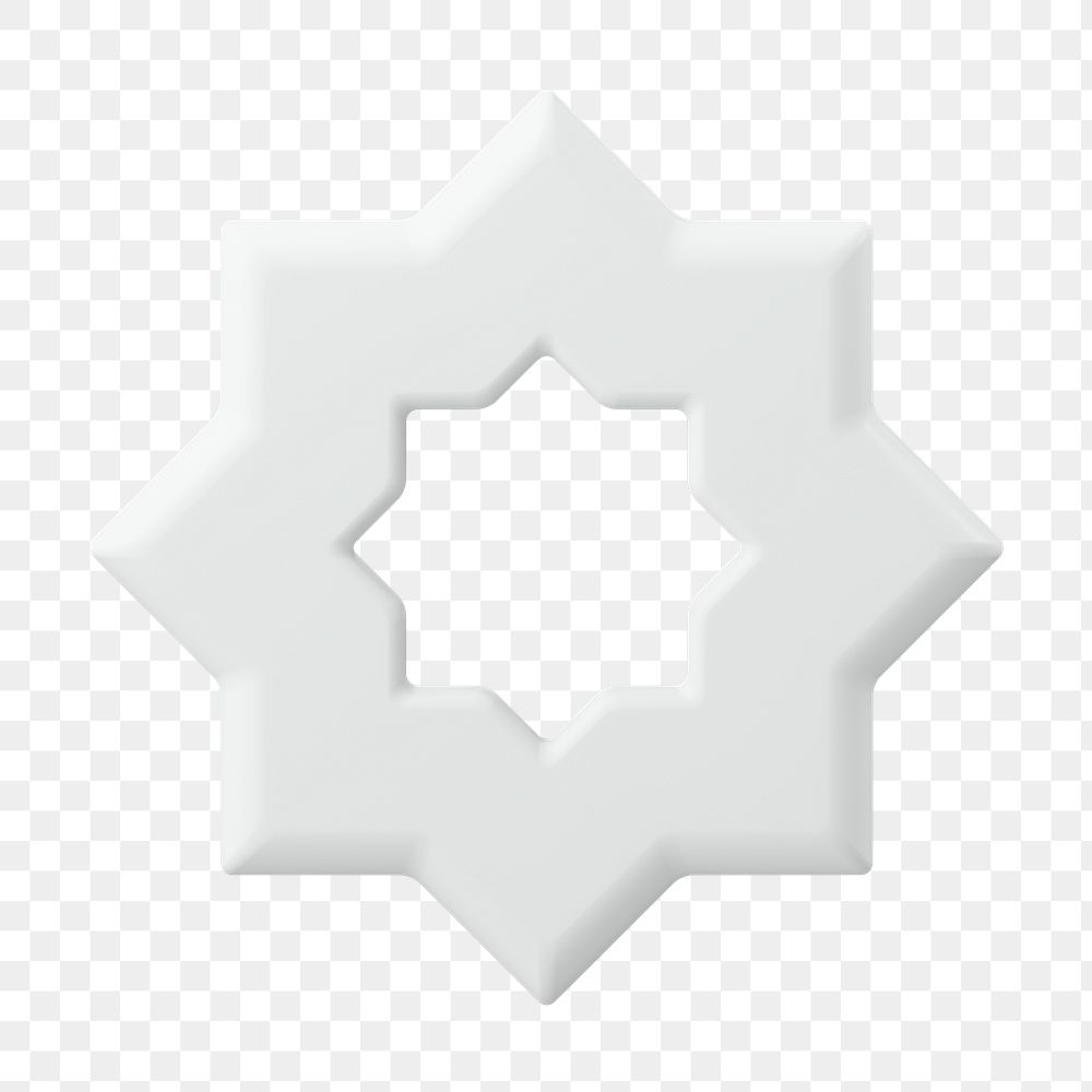 Islamic star png sticker, 3D symbol on transparent background