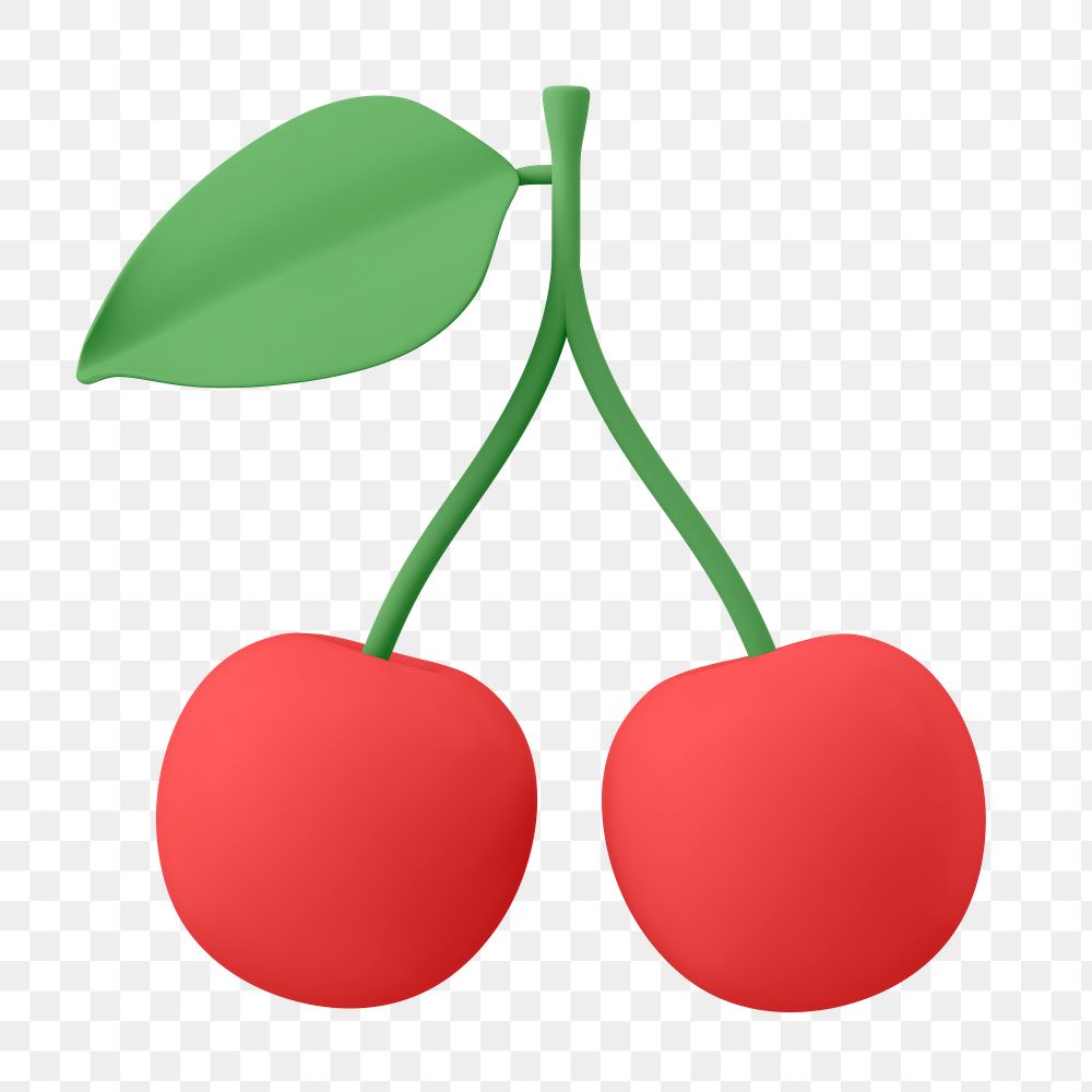 Cherry png sticker, 3d fruit graphic on transparent background