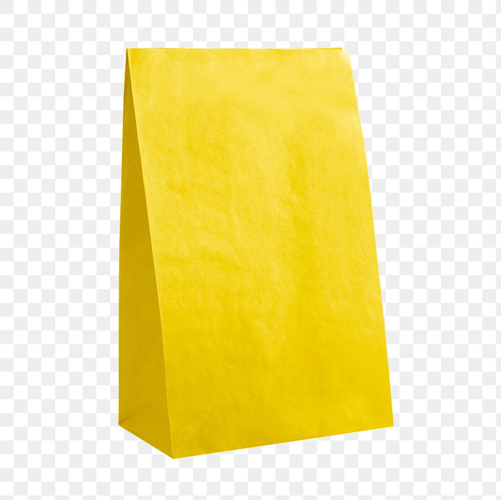 Foldable paper bag png, yellow packaging on transparent background