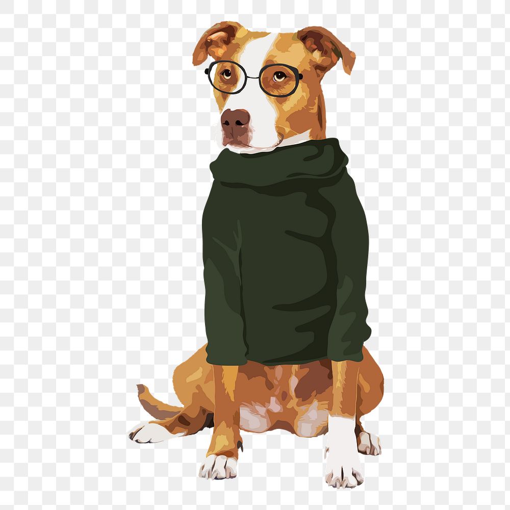 Hipster dog png sticker, transparent background