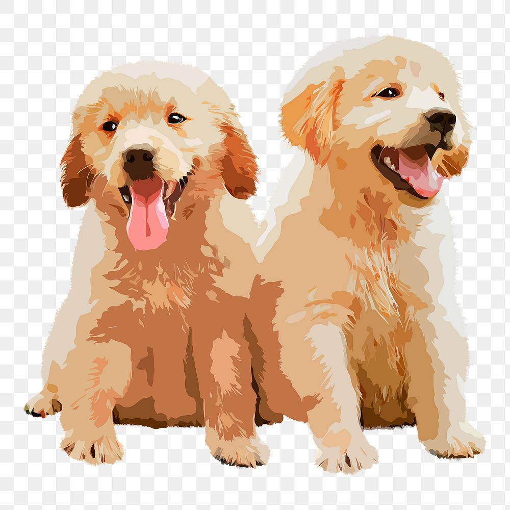 Golden Retriever puppies png sticker, transparent background