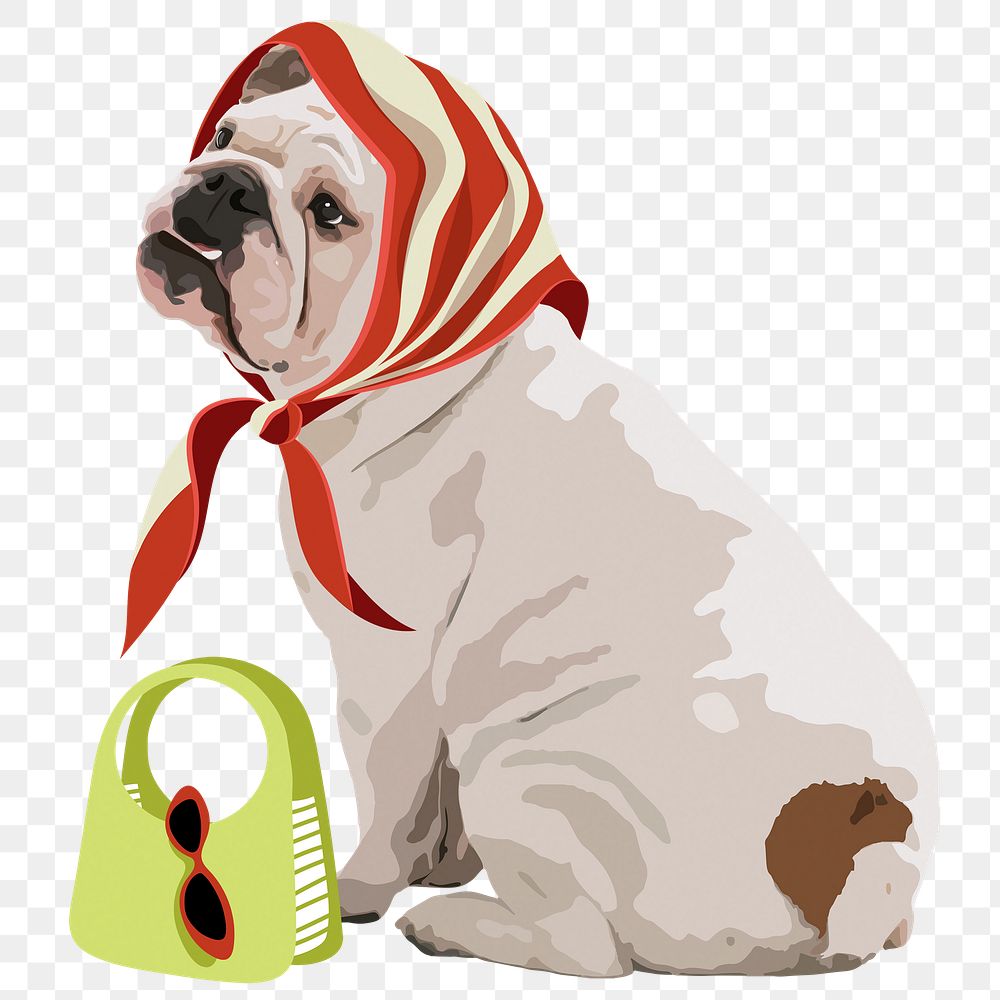 Dog lady png sticker, English Bulldog, transparent background