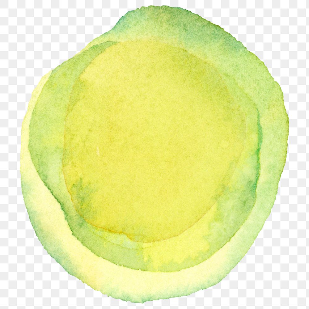 Simple watercolor png sticker, bright green round shape design, transparent background