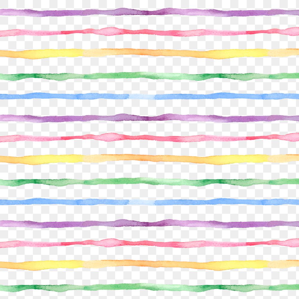 Bright stripe png seamless pattern, aesthetic watercolor design, transparent background