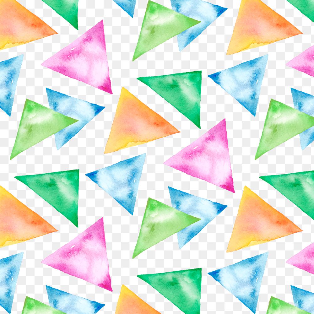 Aesthetic png watercolor seamless pattern, geometric shape, transparent background