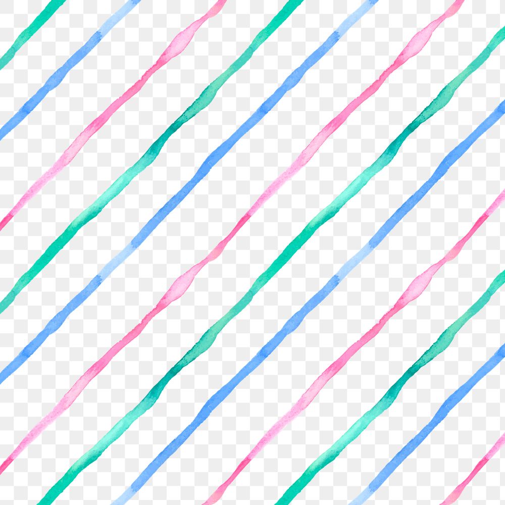 Bright stripe png seamless pattern, aesthetic watercolor design, transparent background