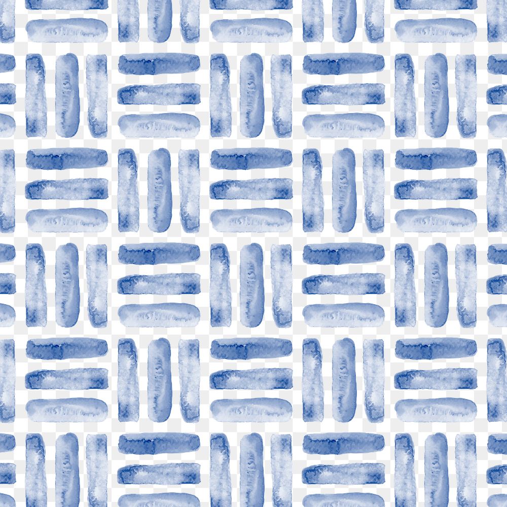 Blue png watercolor seamless pattern, geometric shape, transparent background