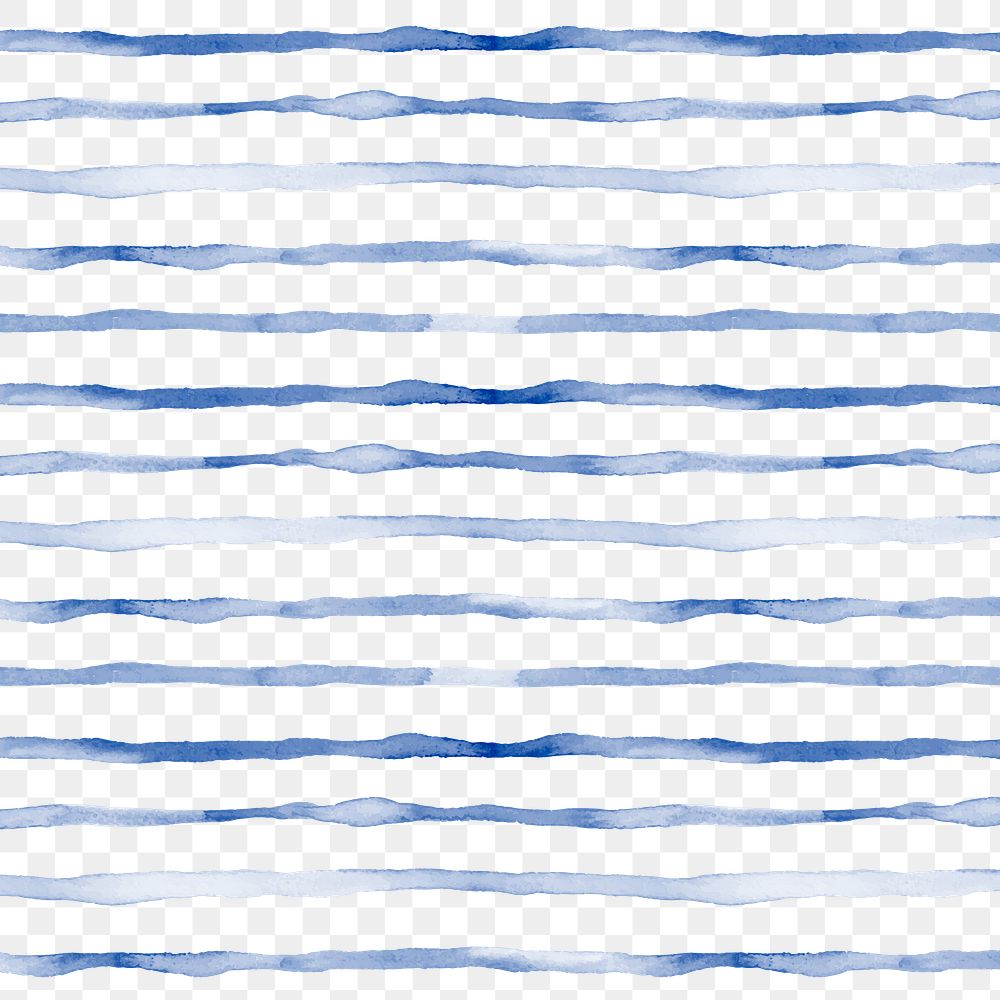 Blue stripe png seamless pattern, aesthetic watercolor design, transparent background