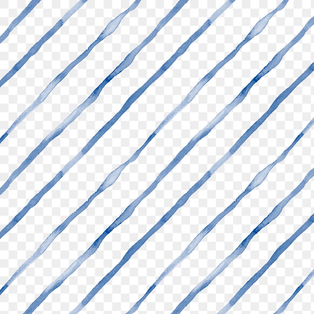 Blue stripe png seamless pattern, aesthetic watercolor design, transparent background