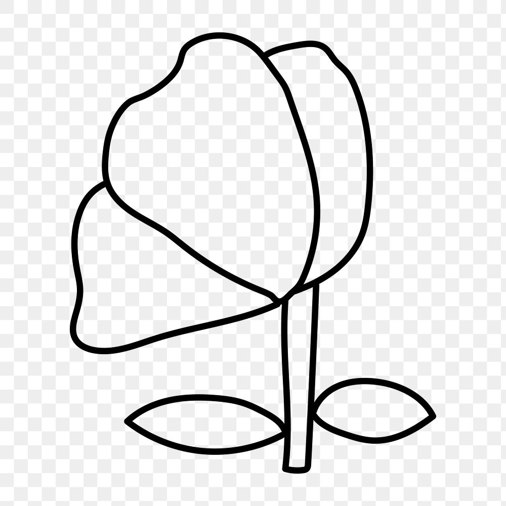 Flower doodle png sticker, hand drawn illustration, transparent background