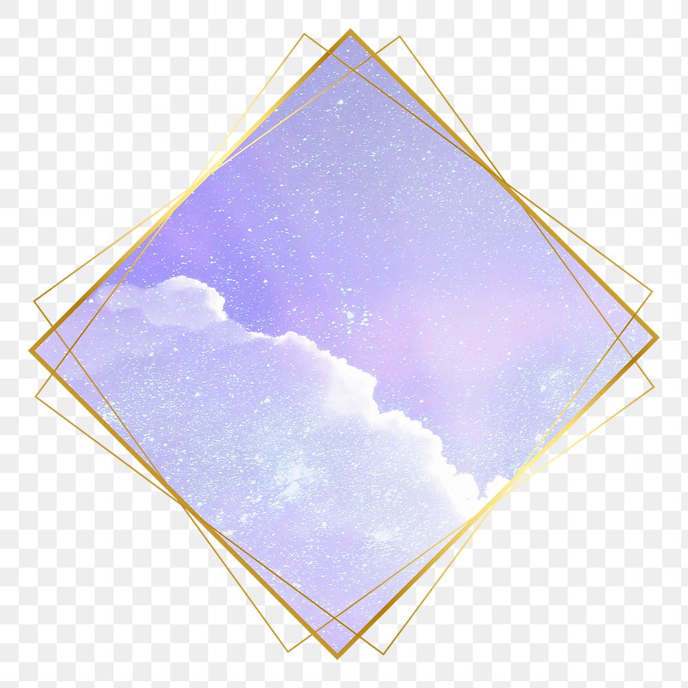 Purple png frame, celestial design on transparent background