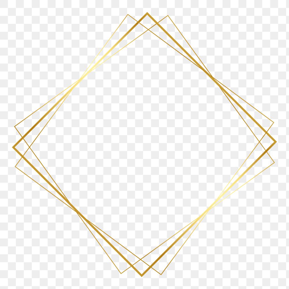 Png gold frame, aesthetic nature on transparent background