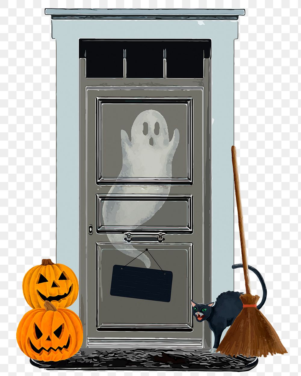 Panel door png clipart, Halloween decorations illustration
