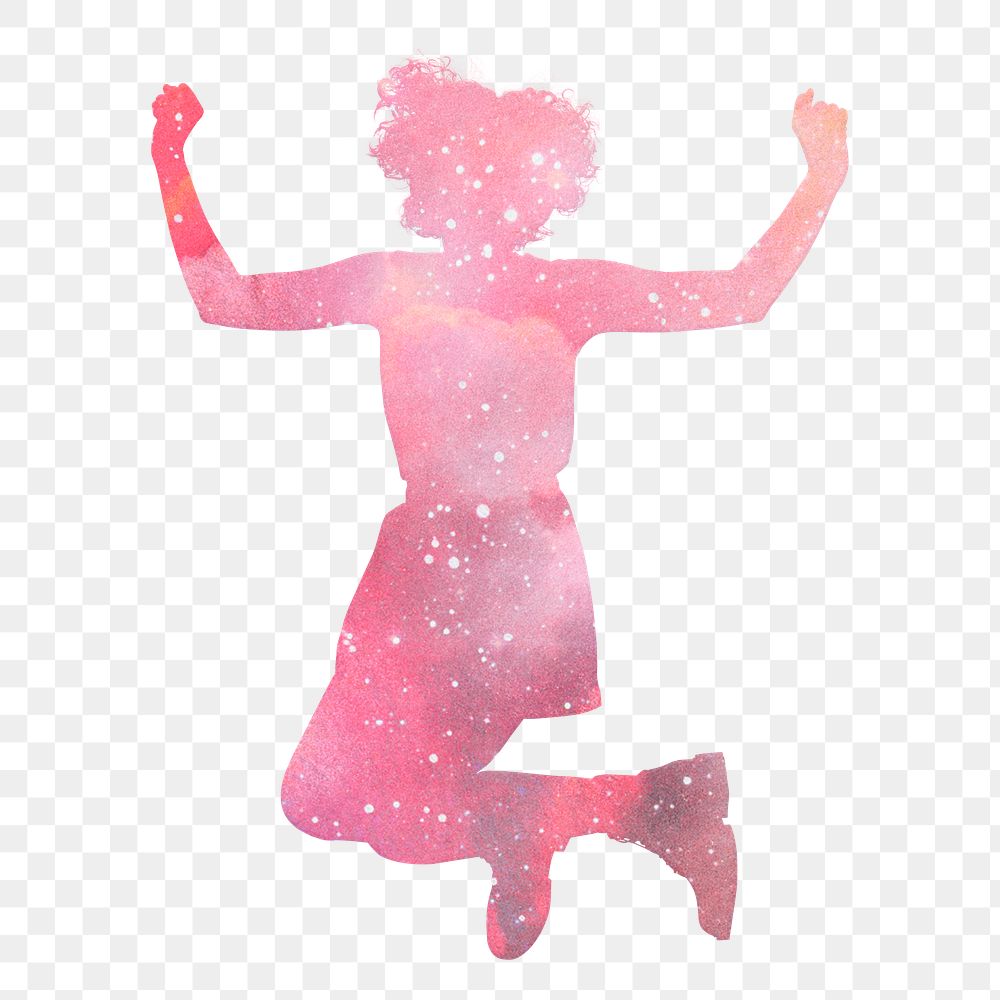 Galaxy woman png silhouette clipart, transparent background