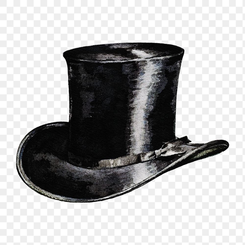 Black top hat png illustration on transparent background