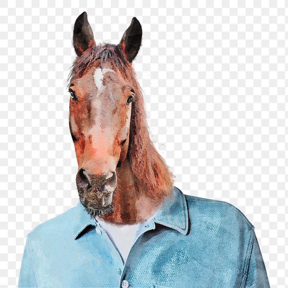 Horse man png sticker, watercolor illustration, transparent background
