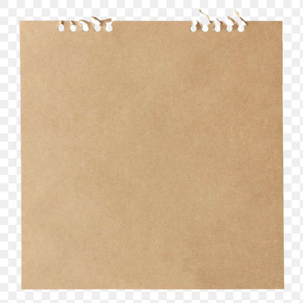 Brown paper note png clip art, transparent background
