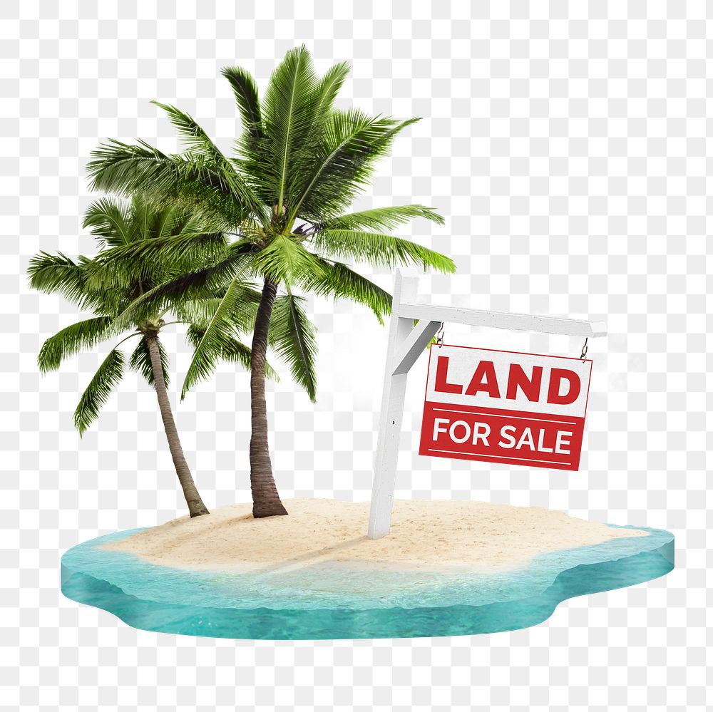 Land for sale png sticker, beach on transparent background