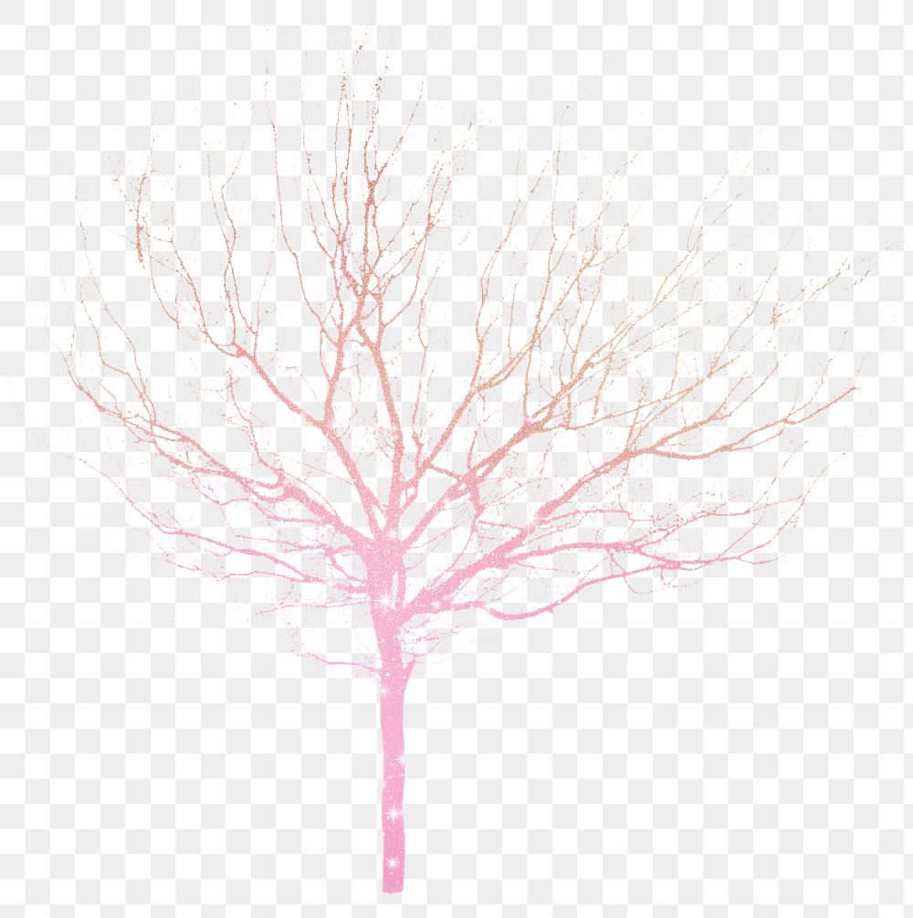 Png aesthetic holographic tree sticker on transparent background