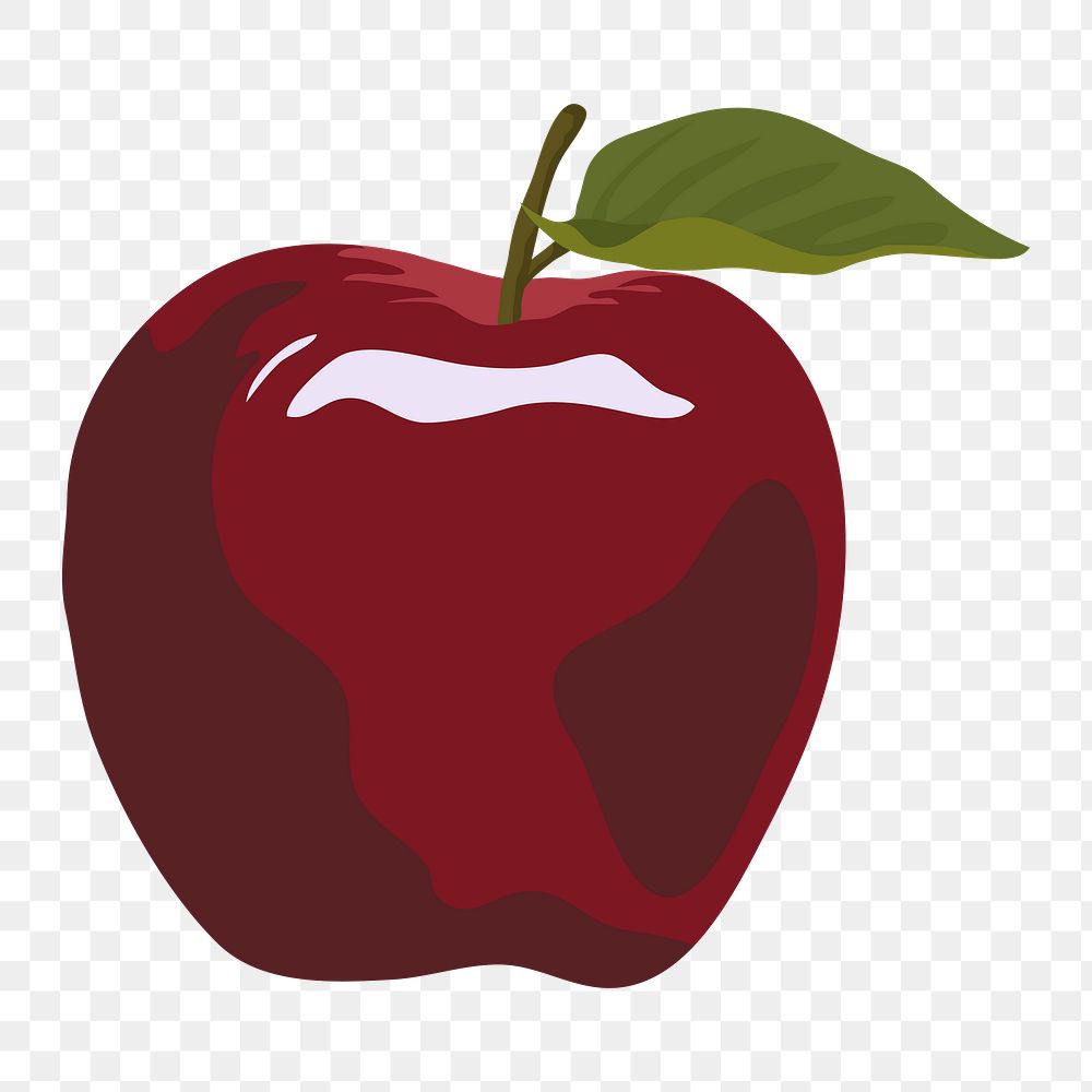 Red apple png sticker, fruit illustration on transparent background