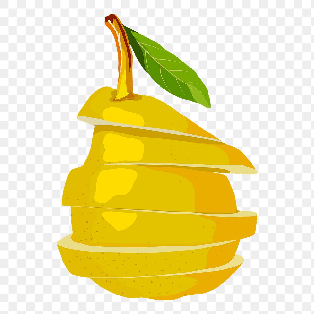Sliced pear png sticker, fruit illustration on transparent background