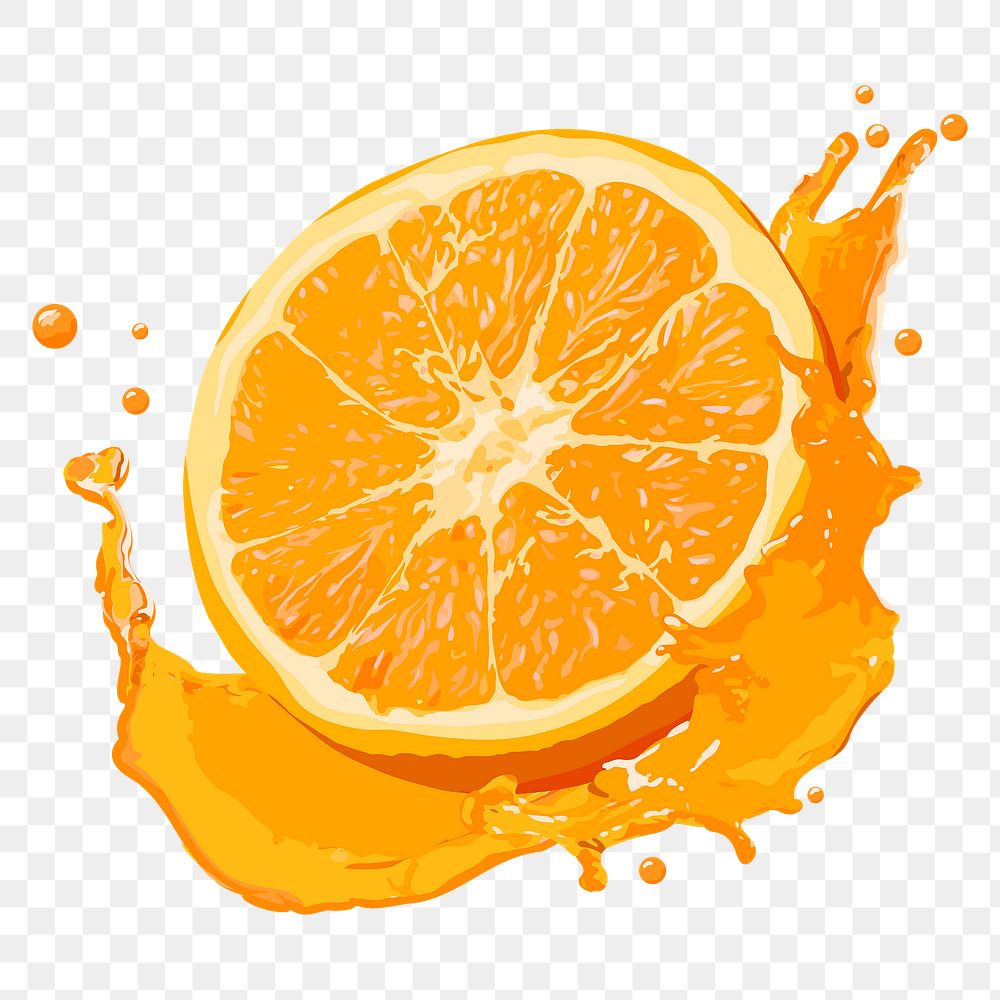 Orange splash png sticker, fruit illustration on transparent background