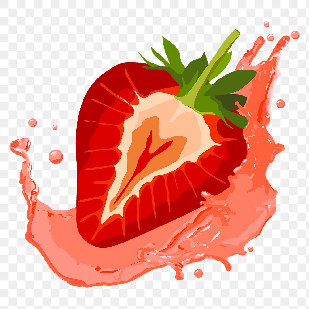 Strawberry splash png sticker, fruit illustration on transparent background
