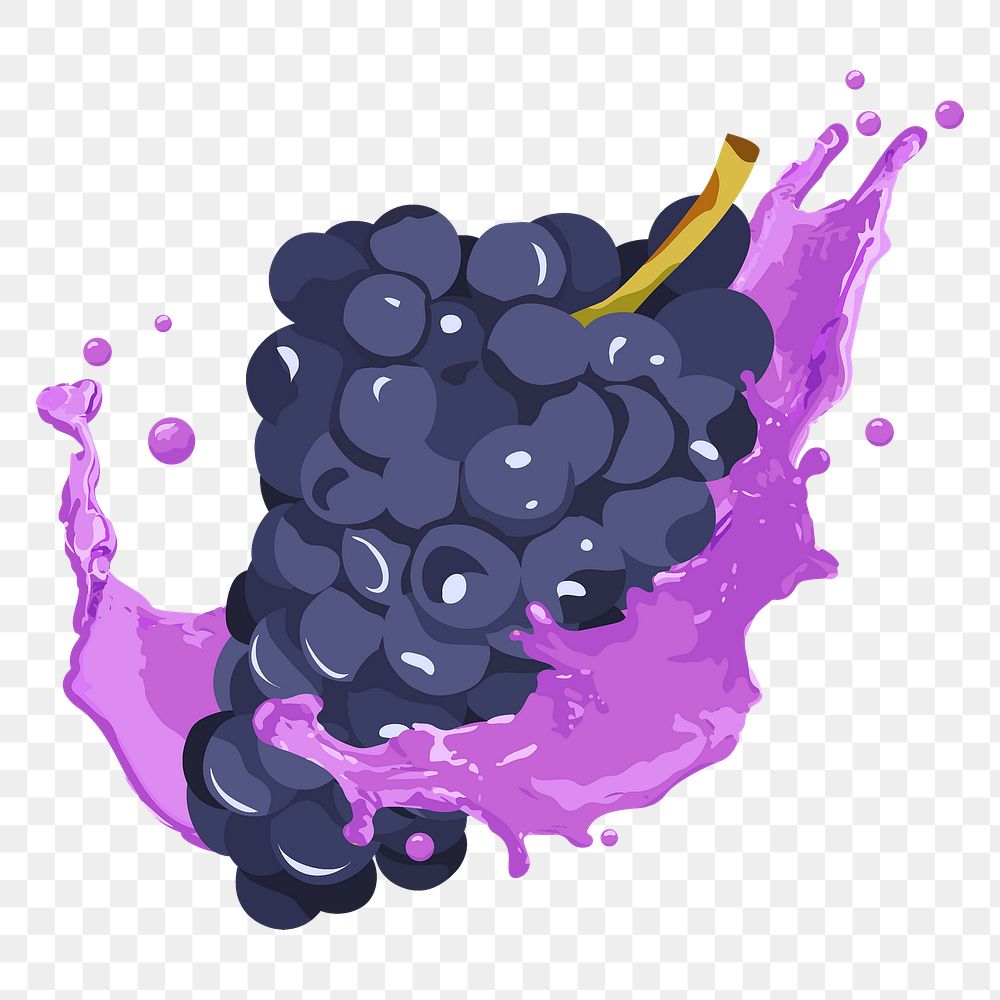 Grapes splash png sticker, fruit illustration on transparent background