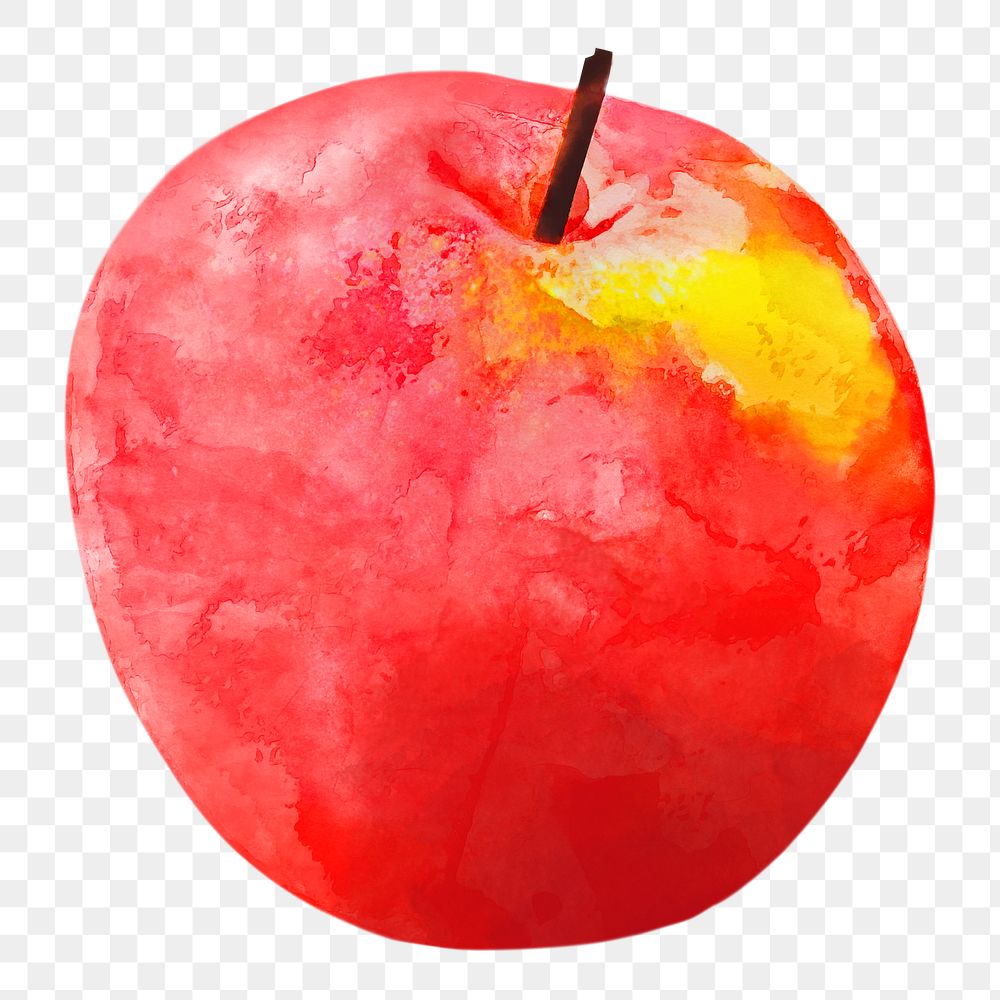 Red apple png clipart, fruit drawing on transparent background