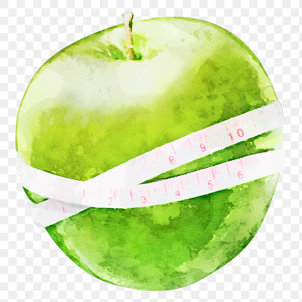 Green apple png clipart, diet fruit drawing on transparent background