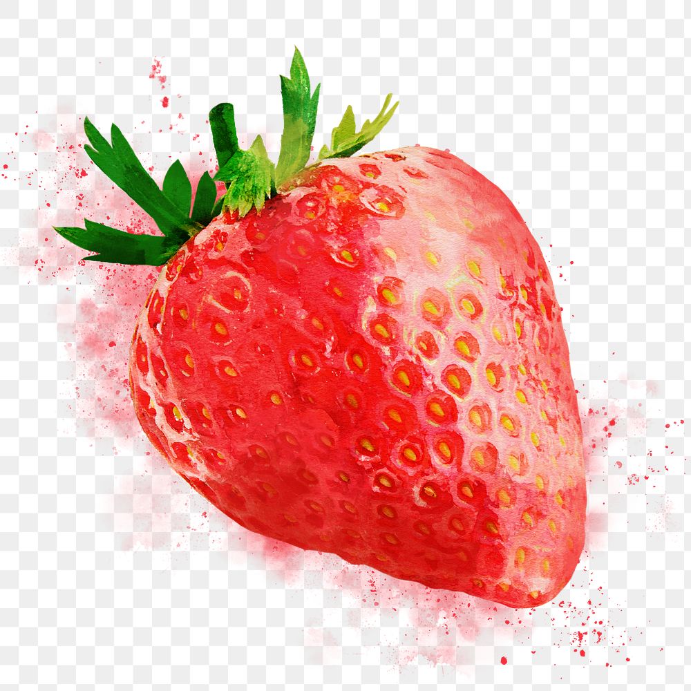 Strawberry png sticker, watercolor fruit