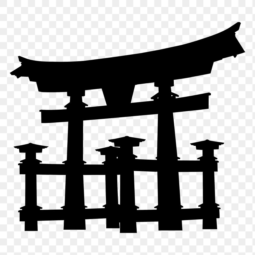 Japanese Torii gate png silhouette clipart, Kyoto's architecture, transparent background