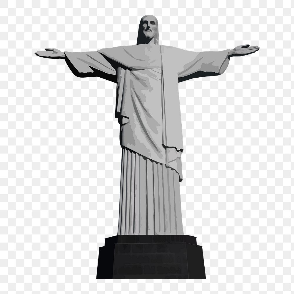 Christ the Redeemer png vectorize illustration, 7 wonders of the world, transparent background