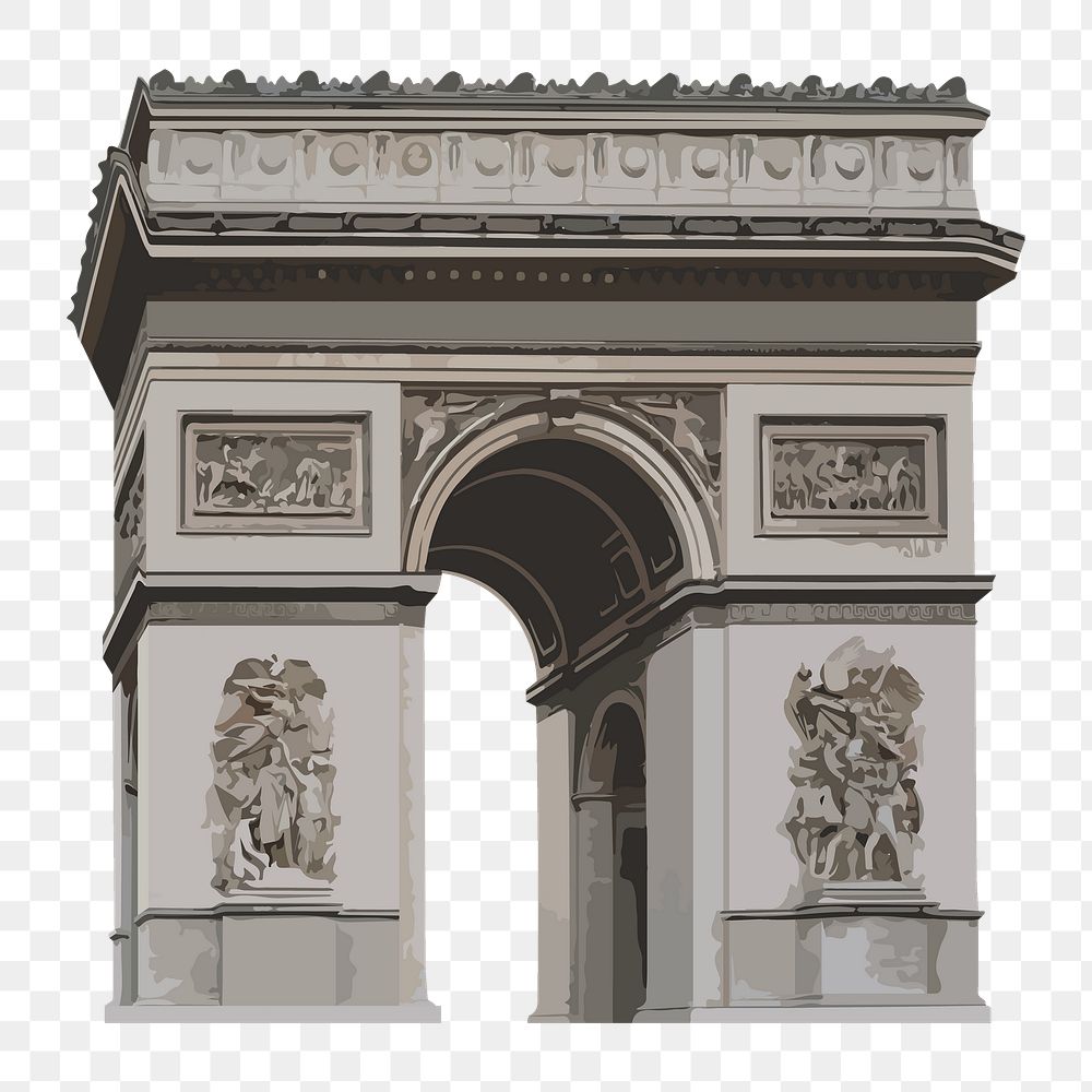 Arc de Triomphe png aesthetic illustration, Paris famous monument, transparent background
