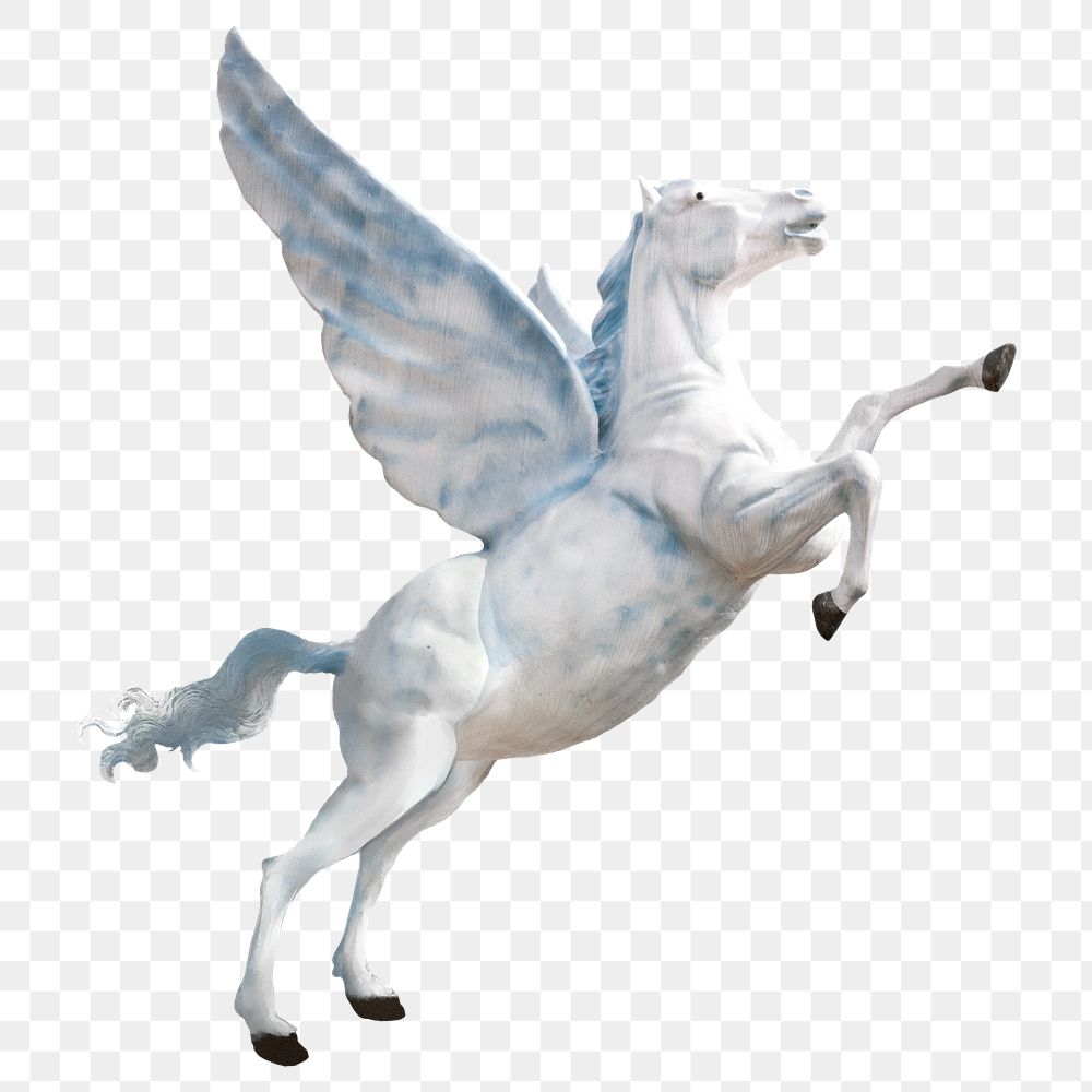 Pegasus png animal clipart, mythical creature sculpture on transparent background