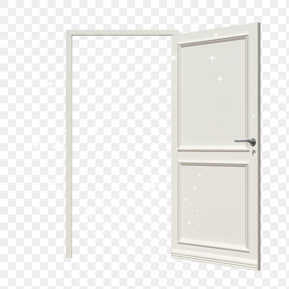Open door png clipart, bling effect on transparent background