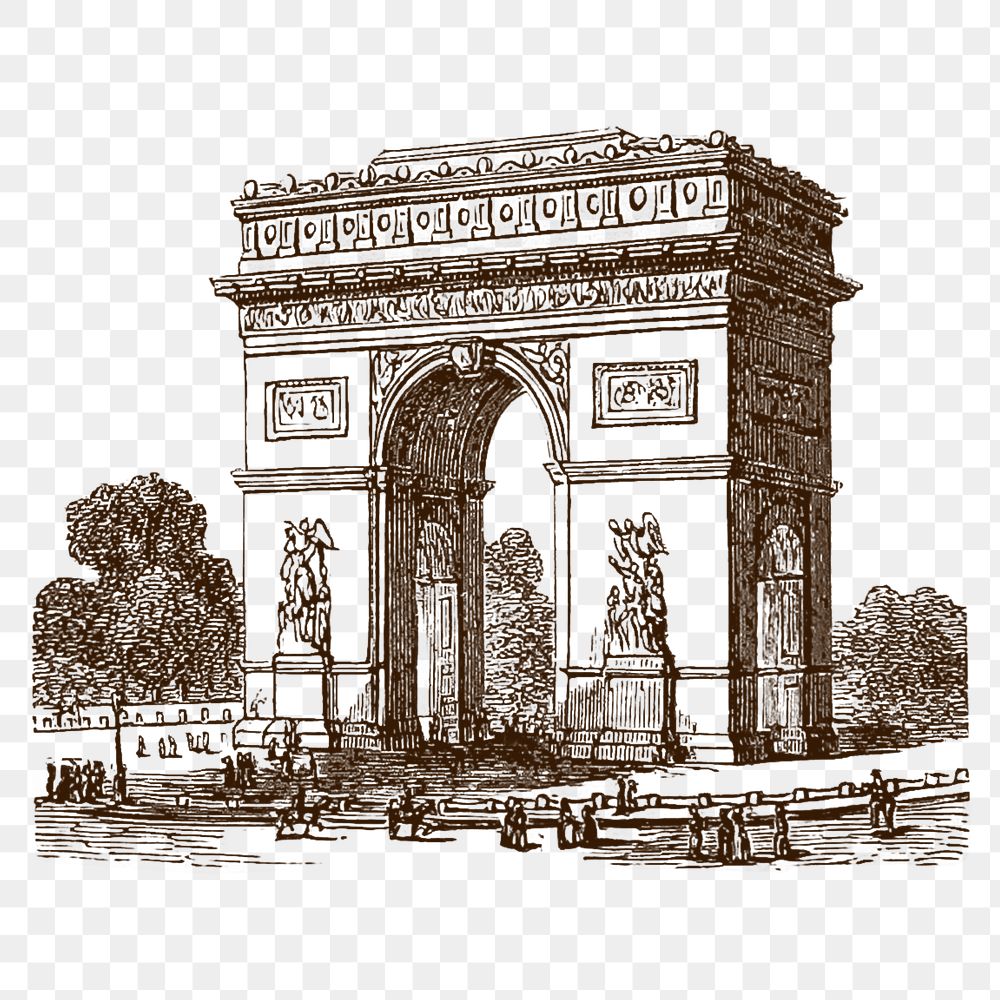 Arc de Triomphe png illustration, Paris, France famous landmark, transparent background