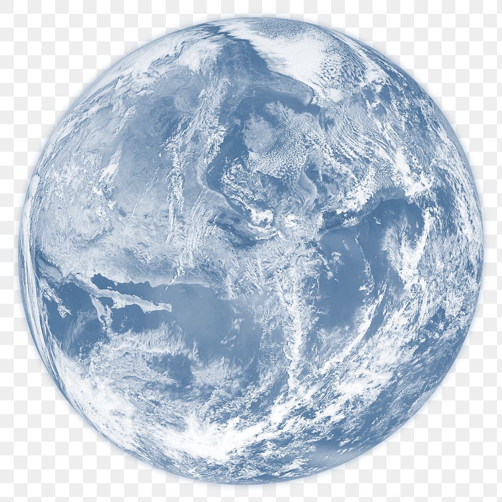 Blue earth png sticker, aesthetic planet, space on transparent background