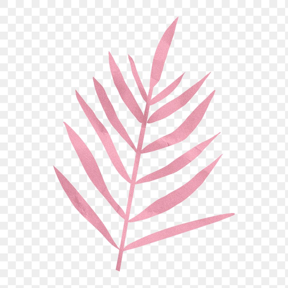 PNG pink fern leaf, paper craft collage element, transparent background