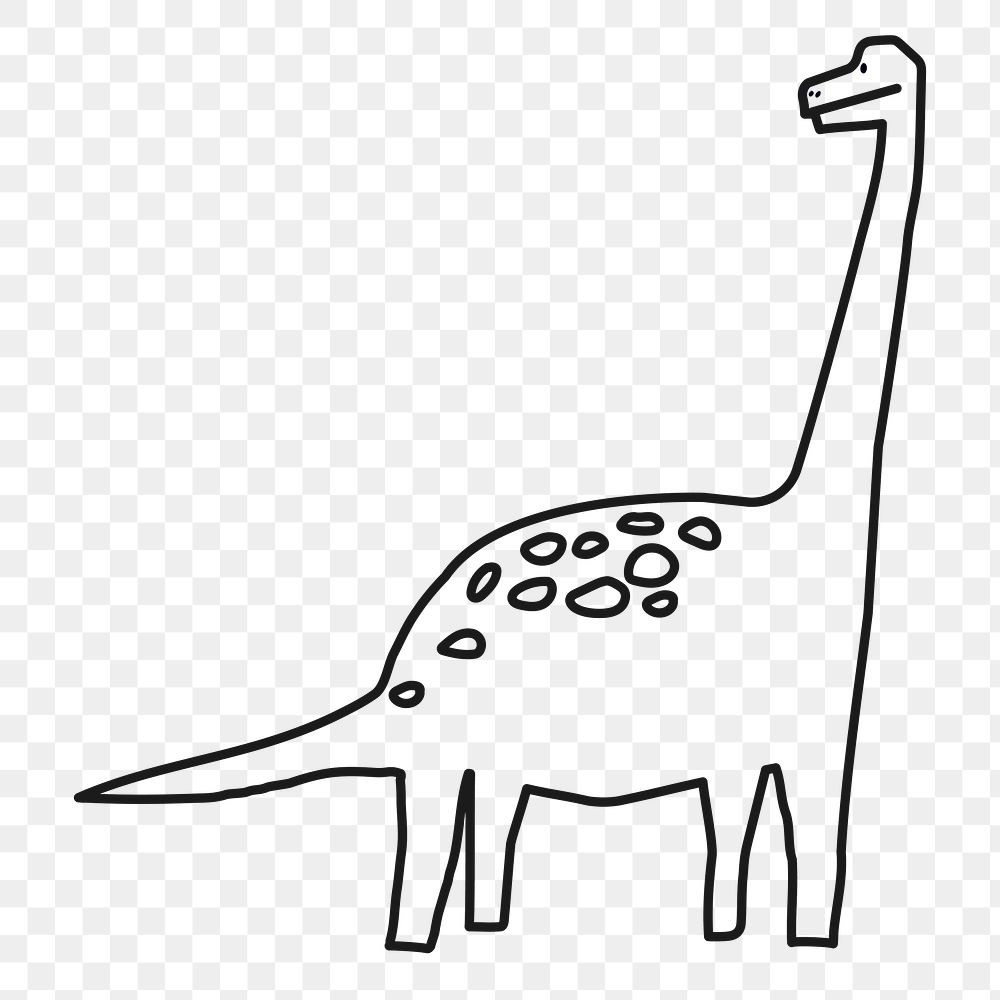 Dinosaur png, doodle brachiosaurus clipart, transparent background