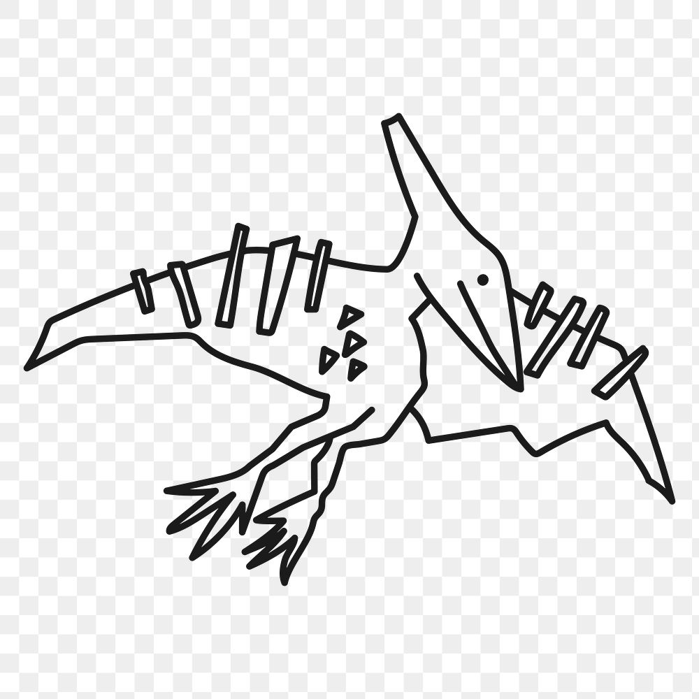 Pterodactyl png, dinosaur doodle animal clipart, transparent background