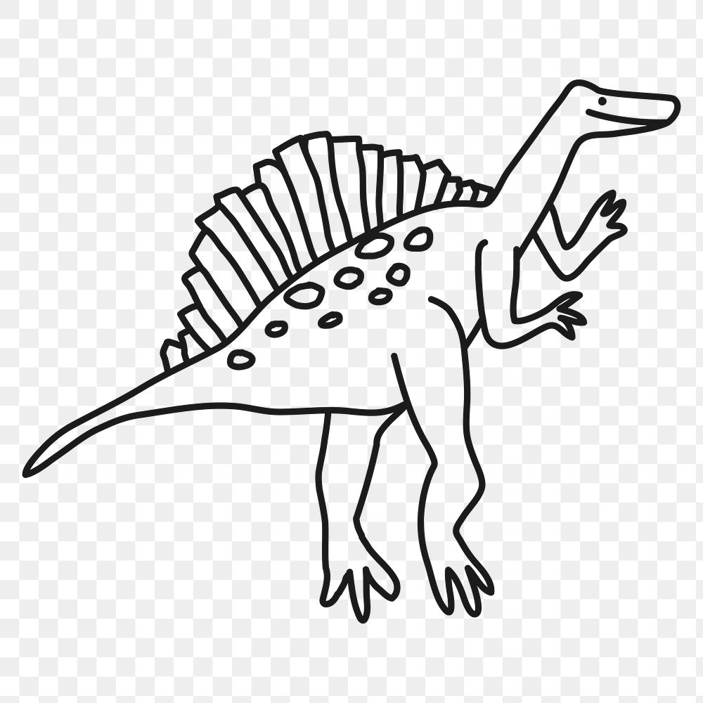 PNG dinosaur doodle, spinosaurus clipart, transparent background