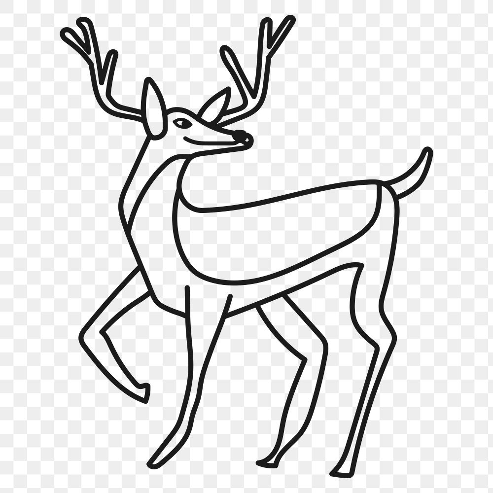 Deer png, doodle animal collage element, transparent background