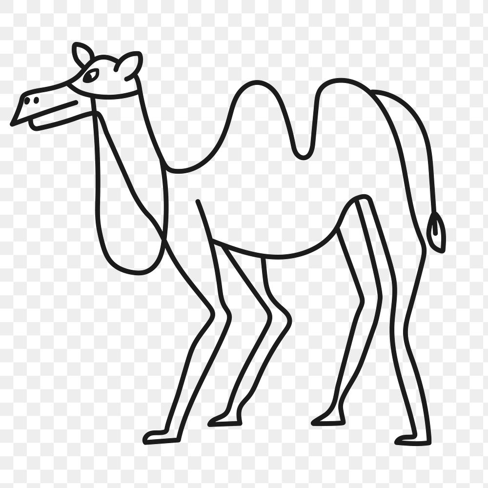 Camel doodle png, animal collage element, transparent background